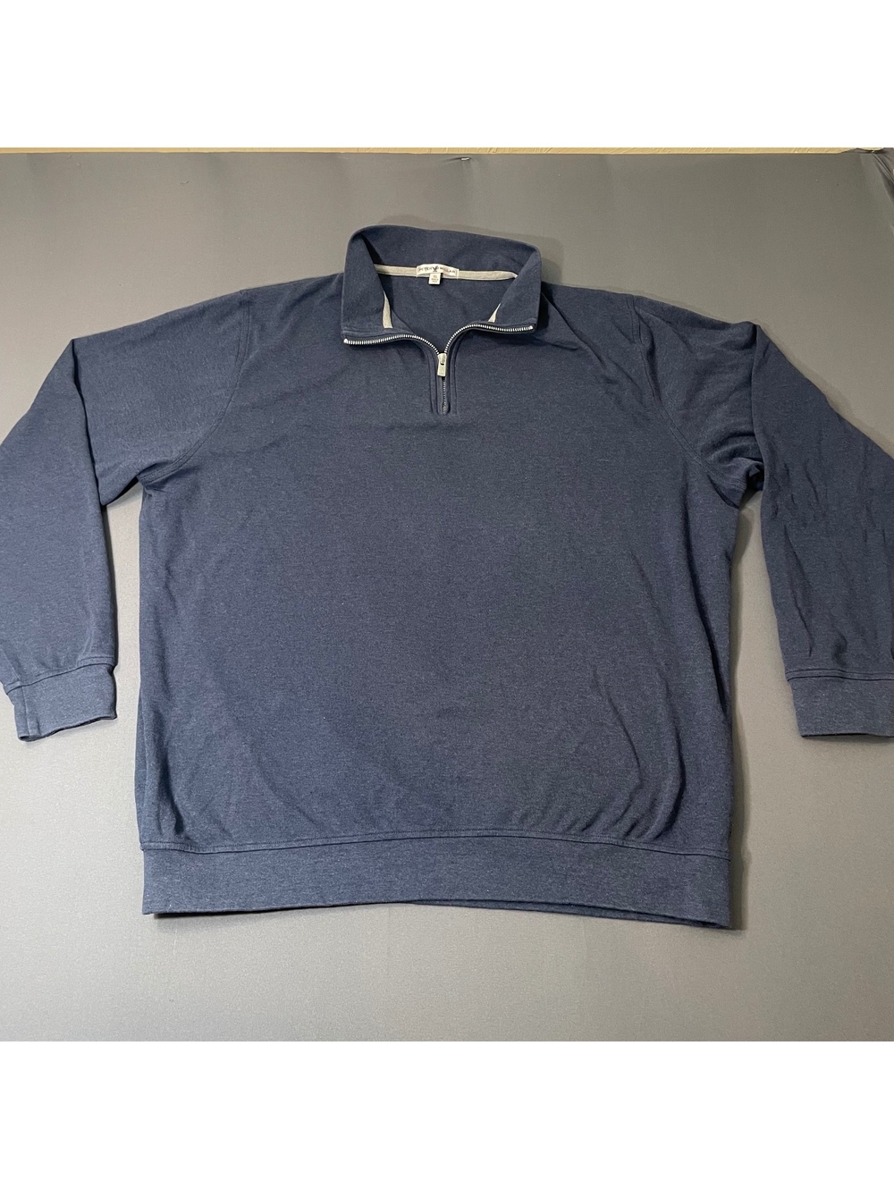 Peter Millar Men's XL Navy Blue Cotton Polyester Quarter Zip Pullover Sweatshirt